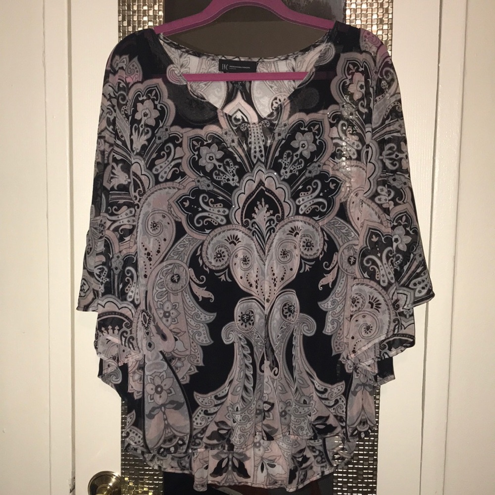 INC International Concepts pink& black top